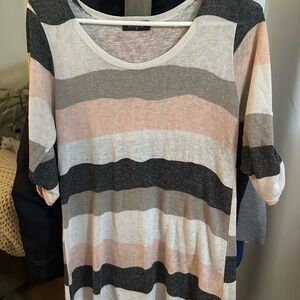 Eclipse Striped Short Sleeve Tee - Black, Gray, Pink